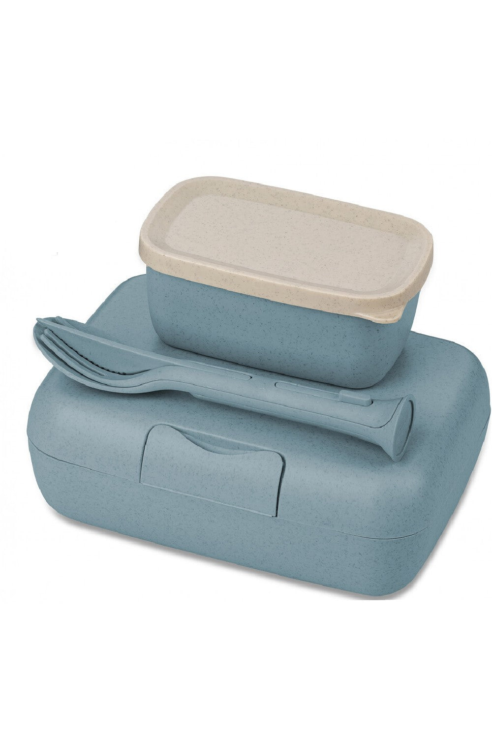 KOZIOL. LUNCH BOX SET + CUTLERY SET CANDY READY NATURE FLOWER BLUE