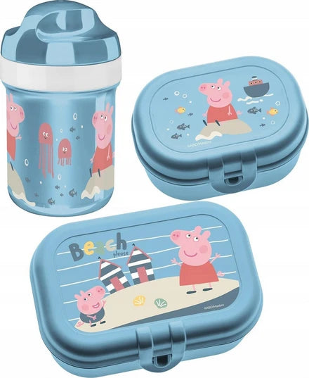 Koziol. Peppa Pig Waves To Go Πλαστικό Παιδικό Σετ Δοχείο Φαγητού Γαλάζιο