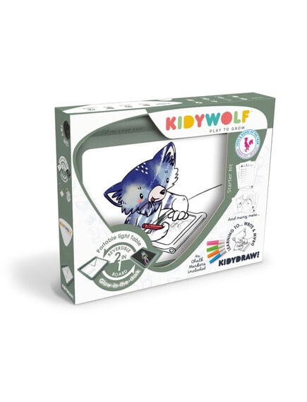 KIDYWOLF: Tablet ζωγραφικής με φως, 2 όψεων με οθόνη LΕD & μαυροπίνακα