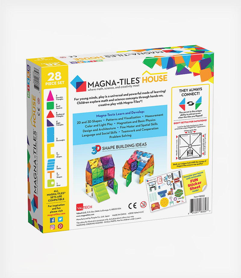 Magna-Tiles Μαγνητικό Παιχνίδι Μαγνητικά Πλακίδια House 28 Κομμάτια για 3+ ετών