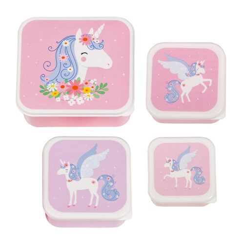 A little lovely company Σετ 4 δοχεία φαγητού Lunch & Snack Box Unicorn