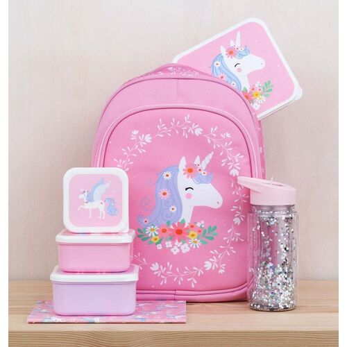 A little lovely company Σετ 4 δοχεία φαγητού Lunch & Snack Box Unicorn