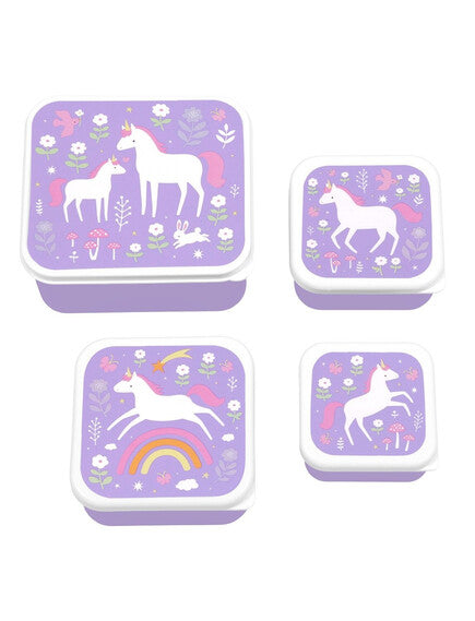 A little lovely company: Σετ 4 δοχεία φαγητού Lunch & Snack Box - Unicorn Dreams